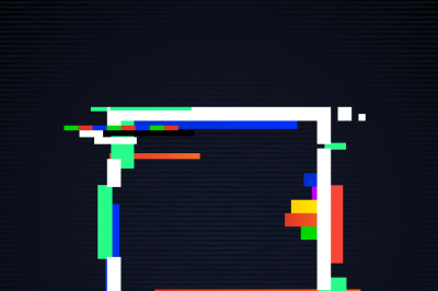 Glitch square frame. Tv distorted signal vector illustration