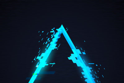 Glitch triangle frame. Tv distorted signal. vector illustration