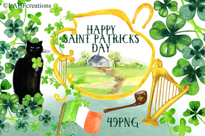 Happy Saint Patricks Day Watercolor