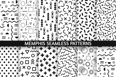 Memphis seamless patterns. Funky pattern, retro fashion 80s and 90s pr