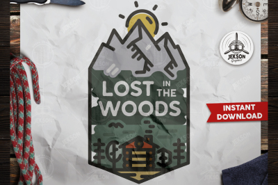 Lost in Wood Badge / Vintage Travel Logo Patch SVG