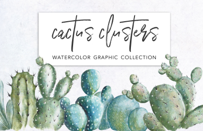 CACTUS CLUSTERS Watercolor Clipart Set