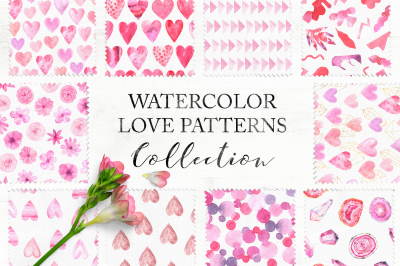 15 Watercolor Love Seamless Patterns
