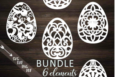 Easter Zentagle Mandala Patterned eggs bundle svg cut files