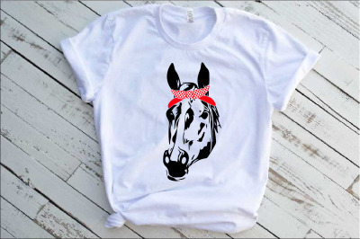 Horse Head Whit Bandana SVG cowboy western Farm 1211S