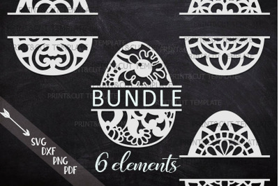 Easter Zentagle Mandala Eggs Split Monogram Bundle svg dxf