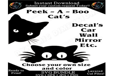 Peek - A - Boo Cat Decal Svg Corner Clinger Files Bundle Cut Files Sil