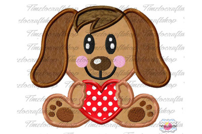 Valentine Puppy Dog Heart Me Embroidery Applique Design