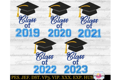 Graduation Class of 2019 to 2023 Embroidery Bundle