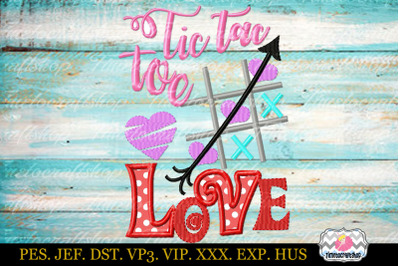 Tic Tac Toe Love Embroidery Design dst, exp, hus, jef, pes, sew, vip,