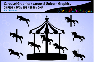 carousel silhouette / carousel Unicorn silhouette / carousel graphics