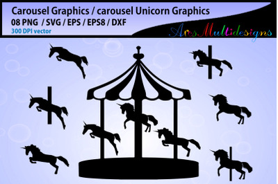 carousel silhouette &2F; carousel Unicorn silhouette &2F; carousel graphics