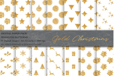 Gold Christmas Digital Papers
