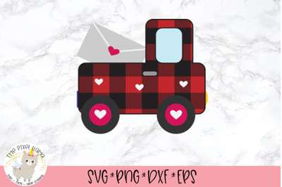 Buffalo Plaid Valentine Truck SVG
