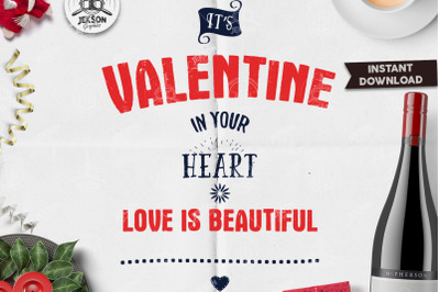 Valentines Day Lettering SVG / Typography Valentine Overlay