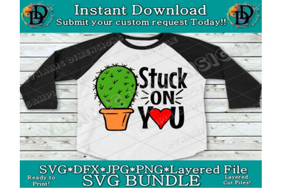Valentines day, Stuck on you svg design, Cactus SVG, Valentine SVG, cu