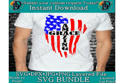 American Flag svg - cross svg - Amazing Grace - cut file - American Fl