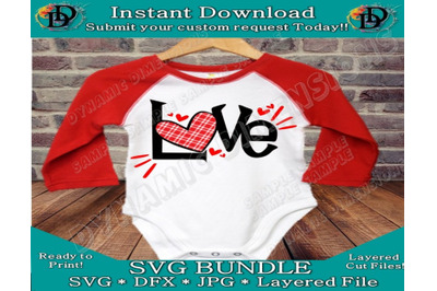 Valentine&#039;s Day SvG | Love SvG |Love Buffalo Plaid svg, dxf, png Heart
