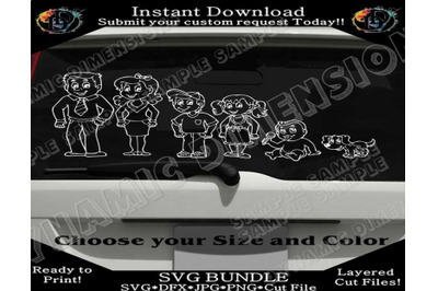 Family Car Decal Stick Figure Digital Cutting files Silhouette Cameo s