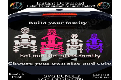 Four Wheel SVG Family Car Decal figure Digital Cut files Silhouette Ca