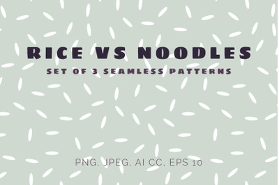 Rice vs Noodles seamless patterns