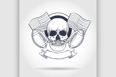 Sketch skull american football