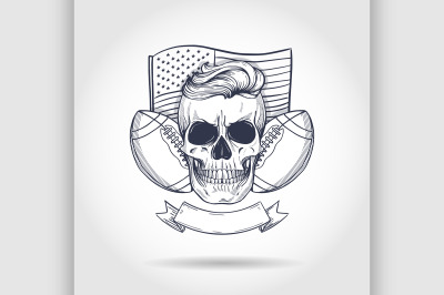 Sketch skull american football