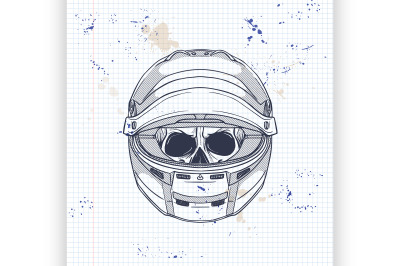 Racer skull with helmet