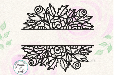 Wedding Floral Split monogram Hand Drawn Simple Flowers svg dxf cut