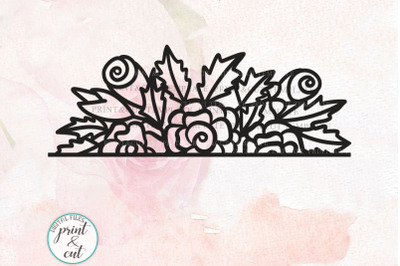 Hand drawn Simple Floral Border papercutting lasercutting template svg