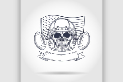 Sketch skull american football