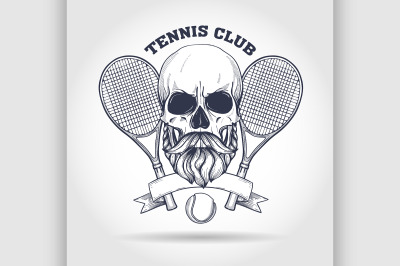 Skull with tennis racquets