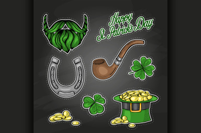 Stickers set for Saint Patricks Day