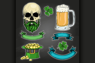 Stickers set for Saint Patricks Day