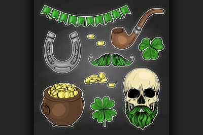 Stickers set for Saint Patricks Day