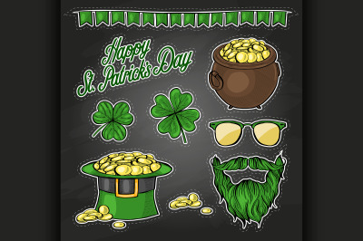 Stickers set for Saint Patricks Day