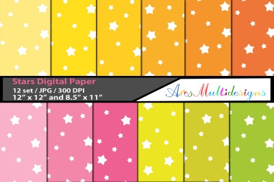 stars digital papers, stars pattern, stars background