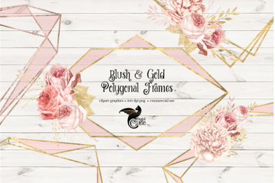 Blush and Gold Polygonal Frames Clipart