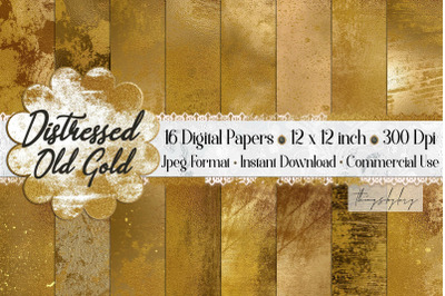 16 Distressed Grunge Old Gold Artistic Painted Digital Papers