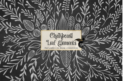 Chalkboard Leaf Elements Clipart