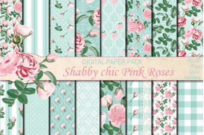 Shabby chic Pink Roses  seamless patterns