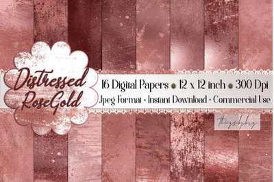 16 Distressed Grunge RoseGold Artistic Painted Digital Papers