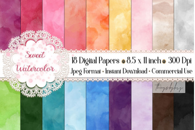 18 Sweet Ombre Watercolor Digital Images Card Invitation 8.5 x 11
