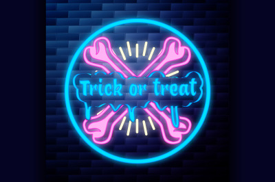 Vintage halloween emblem glowing neon sign