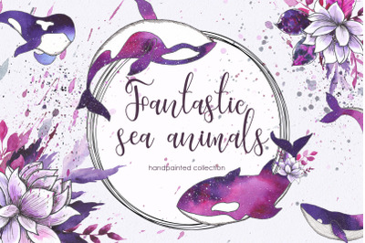 Ocean sea watercolor animals