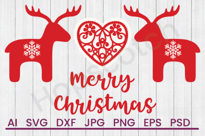 Scandi Merry Christmas Reindeer Border - SVG File,DXF File