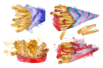 French fries Watercolor png