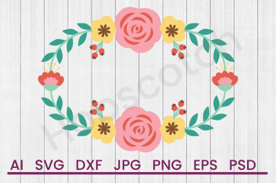 Spring Flower Frame - SVG File, DXF File