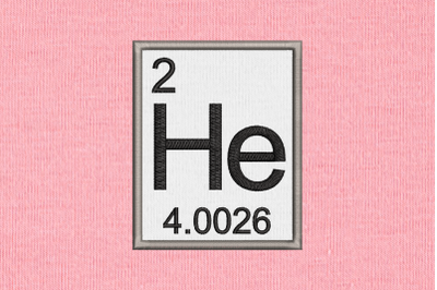 Periodic Table Element 2 He Helium | Applique Embroidery