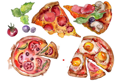 Pizza vegetable Watercolor png